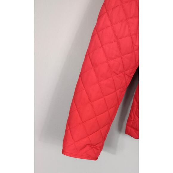 Talbots Diamond Quilted Military Jacket Red Size Medium Zipper Front - Picture 8 of 15
